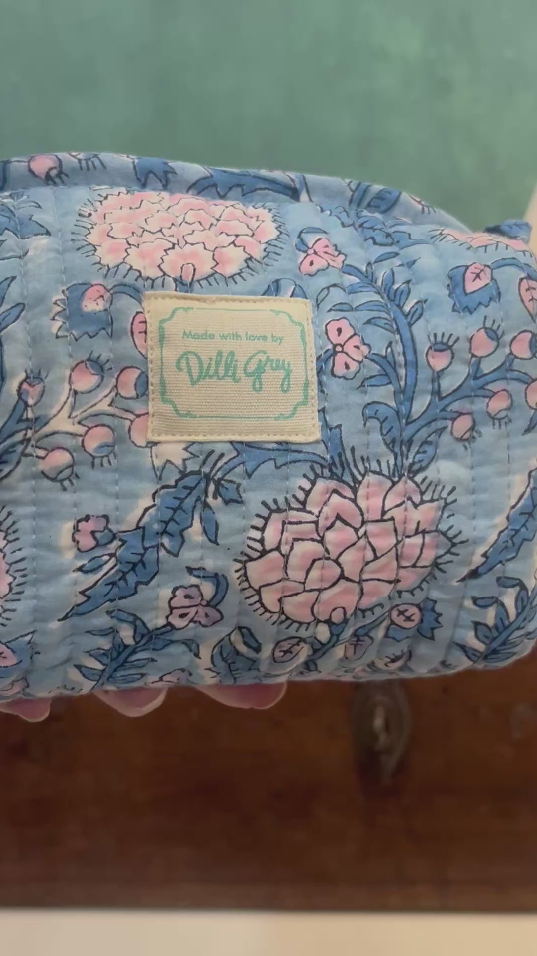 Johari Mini Washbag in blue and pink