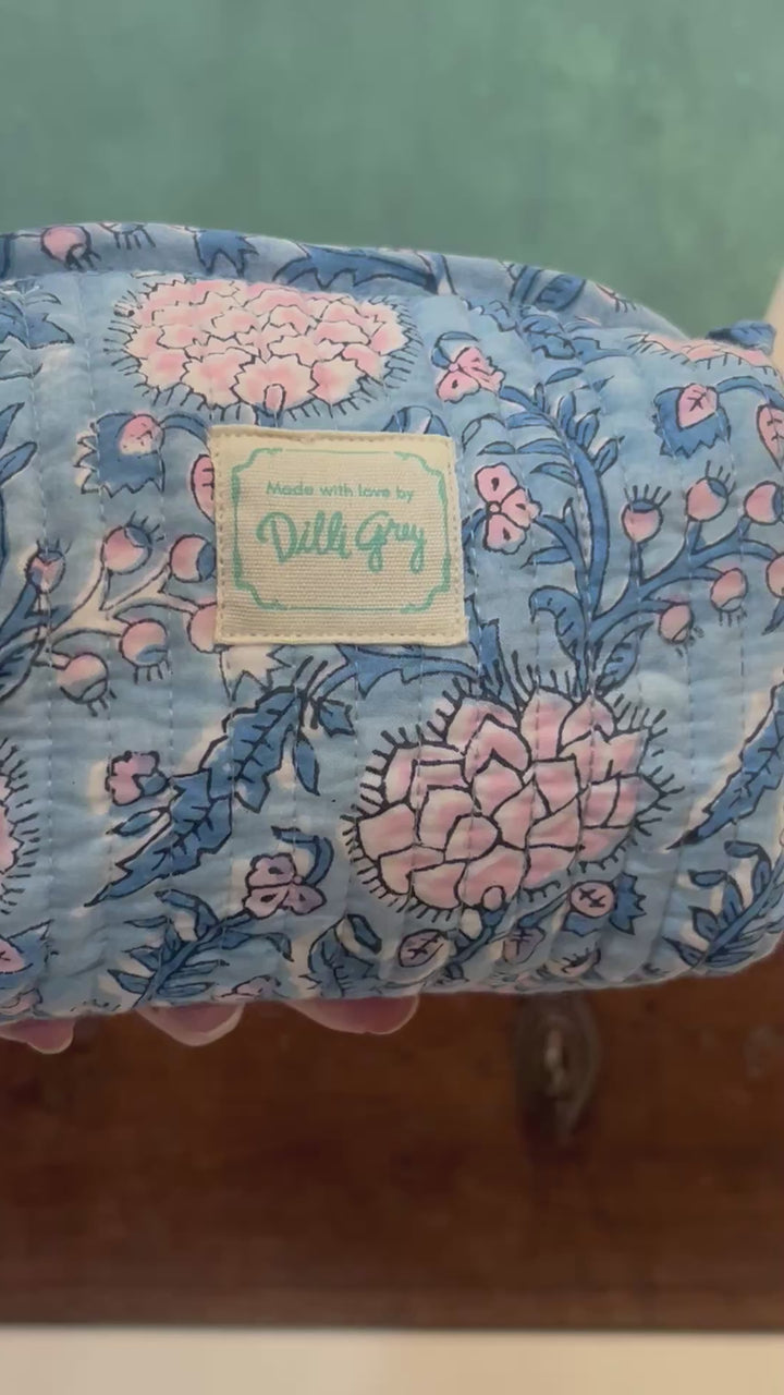 Johari Mini Washbag in blue and pink