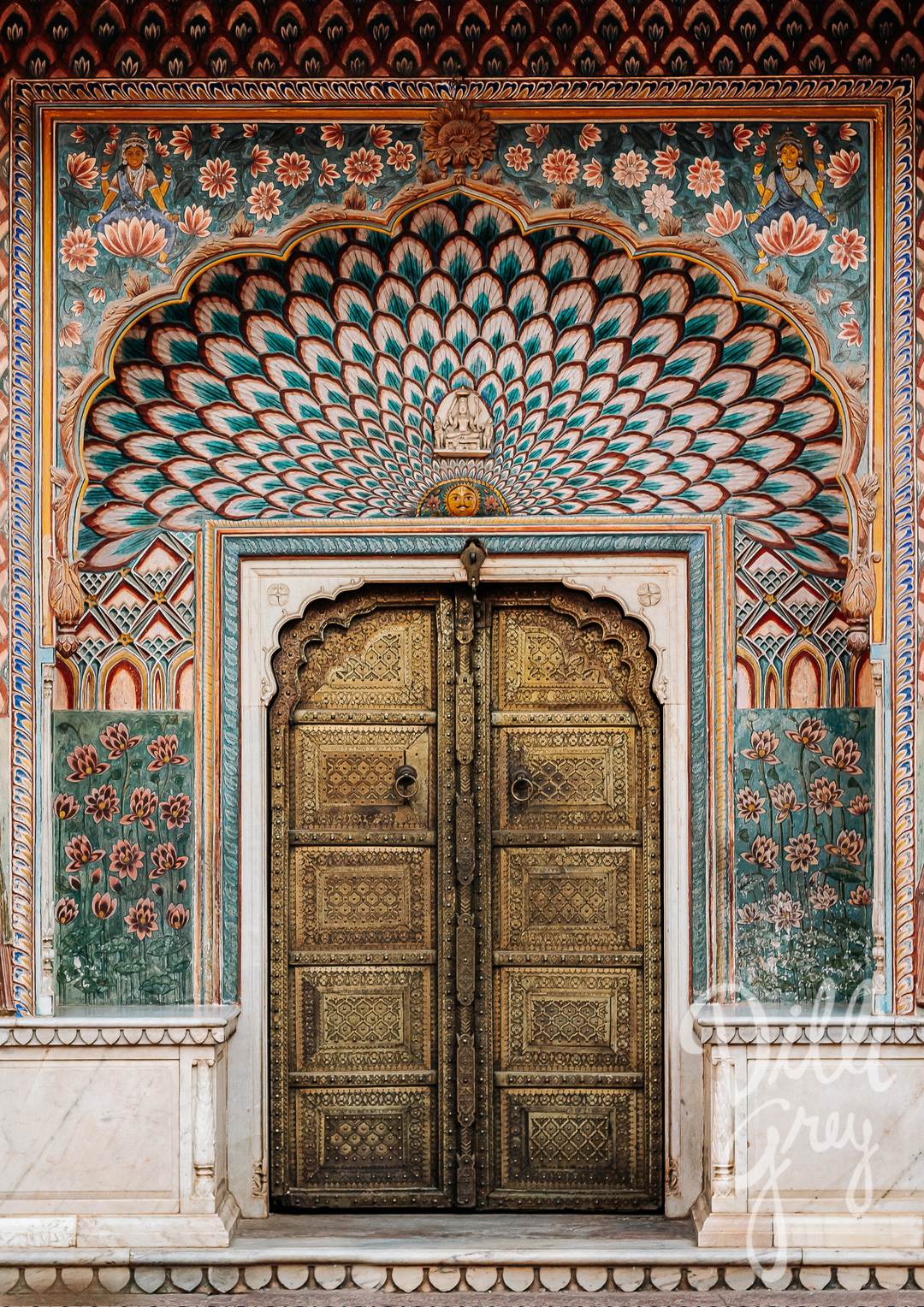 India Icons Series: Lotus Gate Print - Dilli Grey