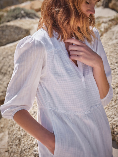 Kate Patchwork Maxi Dress In Jasmine White