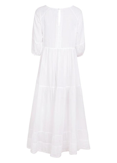 Chikankari-embroidered maxi dress in white - Dilli Grey