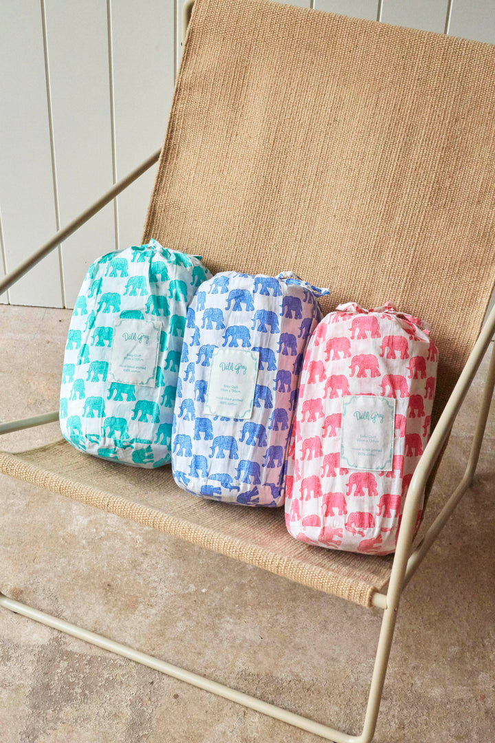 Teal elephant mini quilt