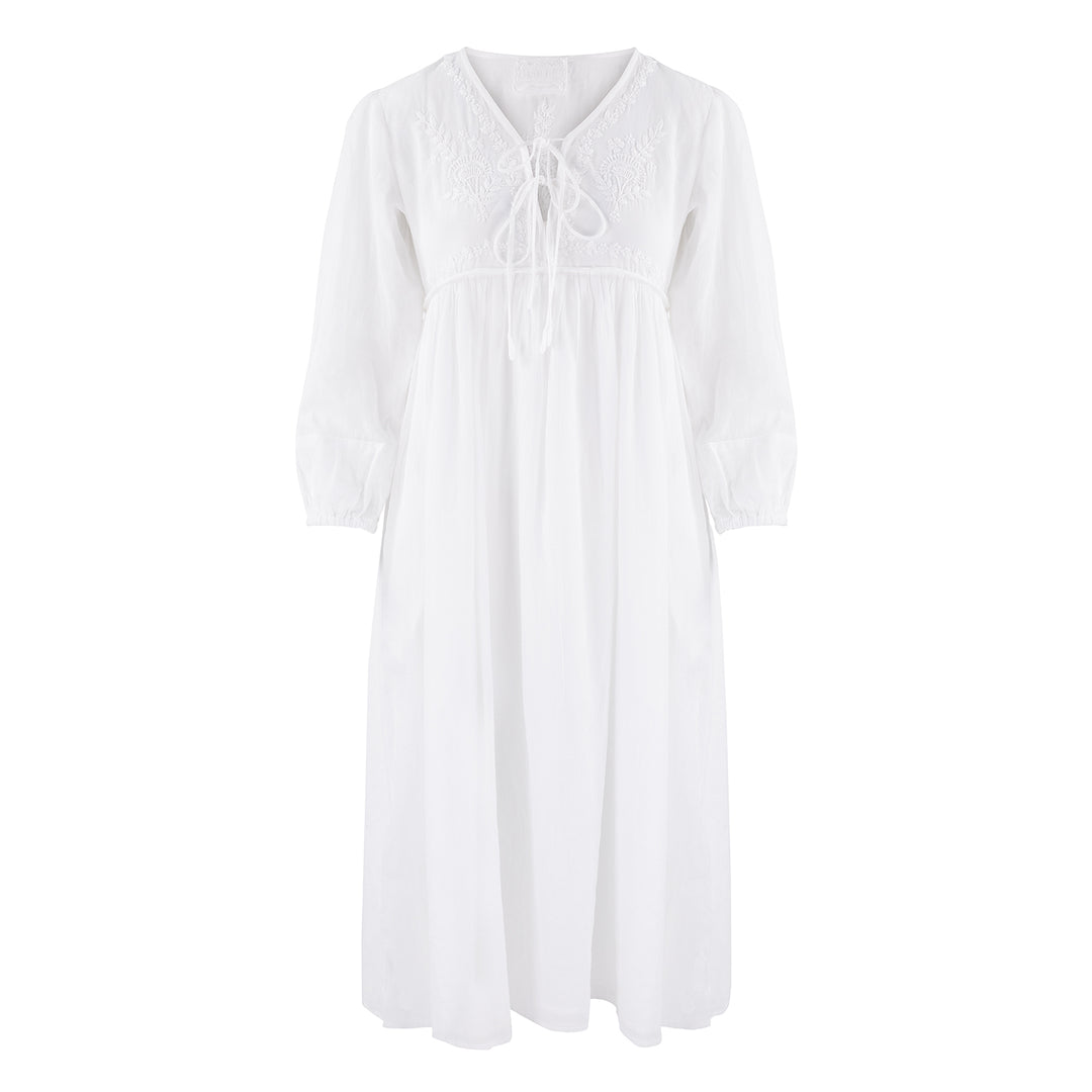 white chikankari midi dress