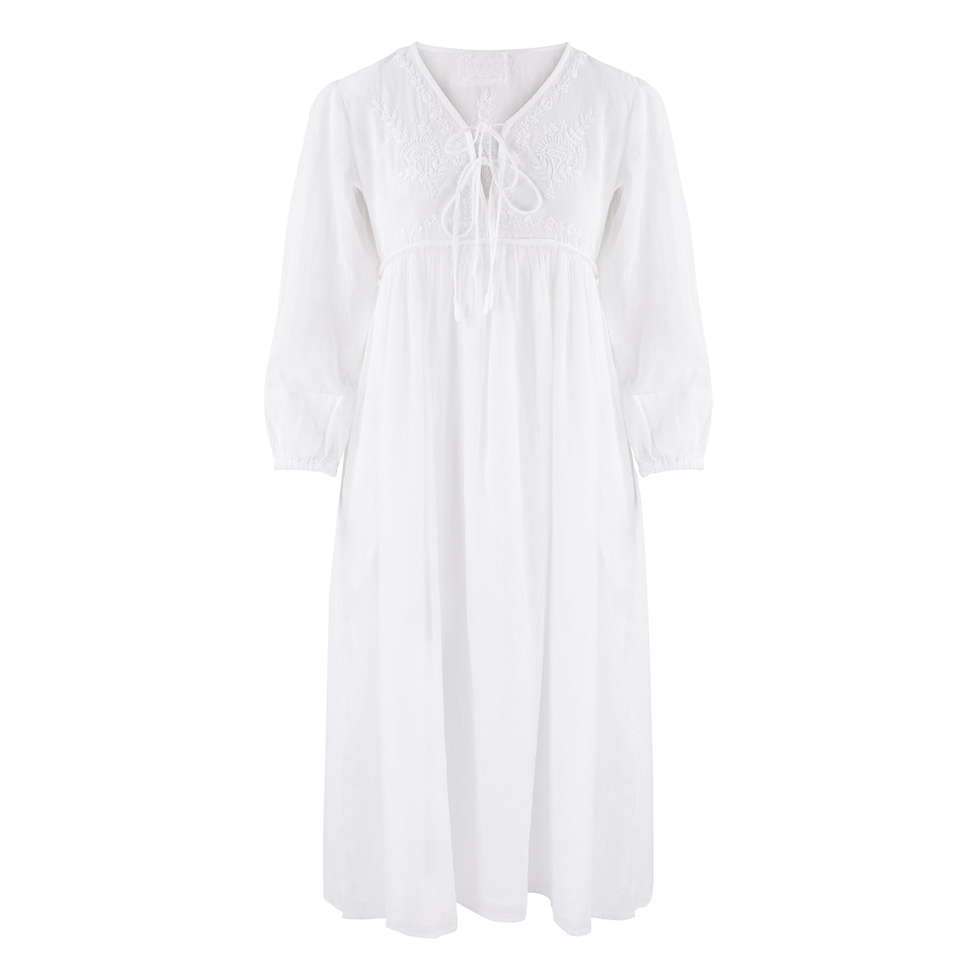 Chikankari-embroidered Midi Dress in White