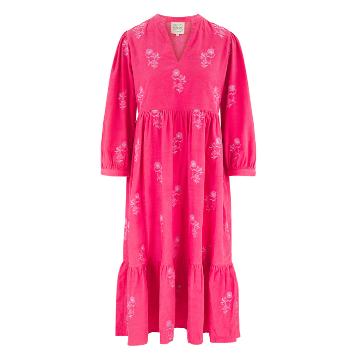 Florence Embroidered Cord Dress in Pink