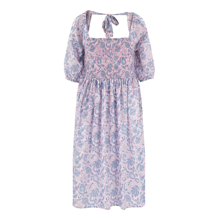 Lizzie Smocked Midi Dress In Patta Print - ARCHIVE SALE NO RETURNS