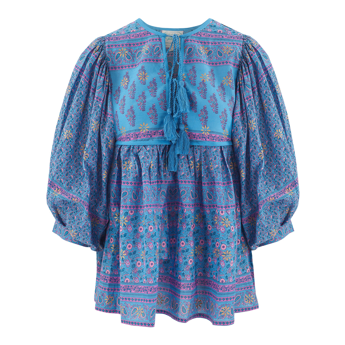 Lizzie Boho Top Blue Paisley