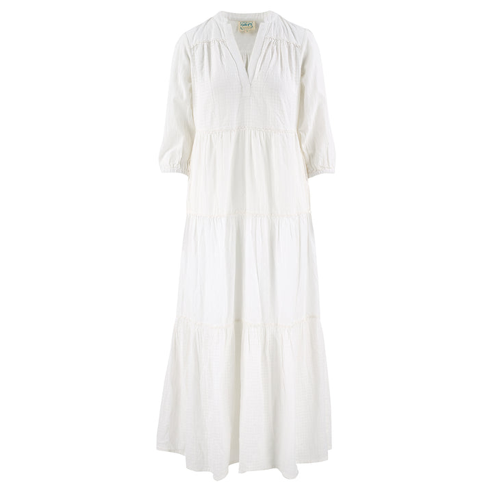 Kate Patchwork Maxi Dress In Jasmine White