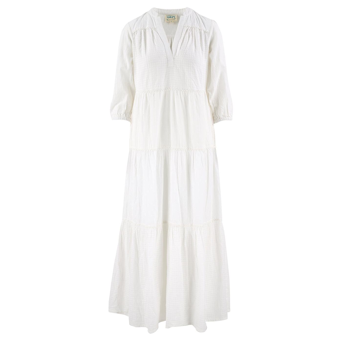 Kate Patchwork Maxi Dress In Jasmine White