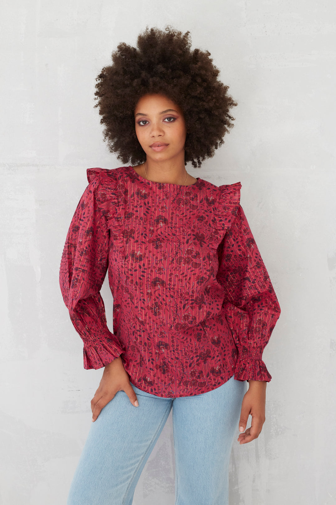 Emma Mini Chintz Lurex Top - SAMPLE SIZE 10 NO RETURNS - Dilli Grey
