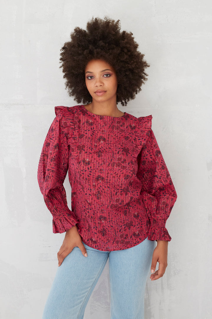 Emma Mini Chintz Lurex Top - SAMPLE SIZE 10 NO RETURNS - Dilli Grey