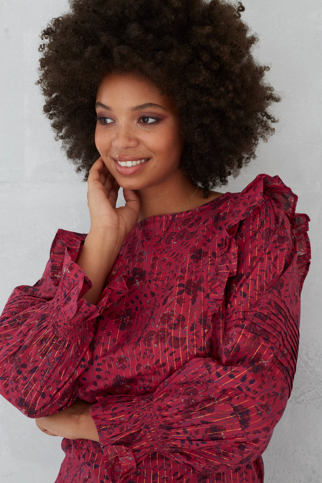 Emma Mini Chintz Lurex Top - SAMPLE SIZE 10 NO RETURNS - Dilli Grey