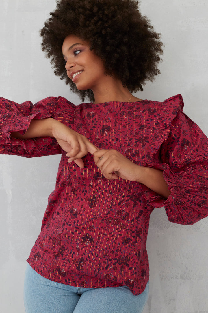 Emma Mini Chintz Lurex Top - SAMPLE SIZE 10 NO RETURNS - Dilli Grey