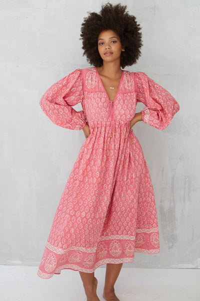 Fifi midi dress in dusty pink