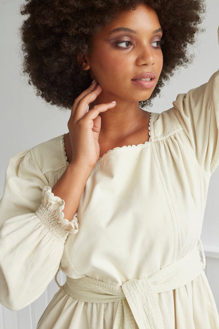 autumn cord dress white
