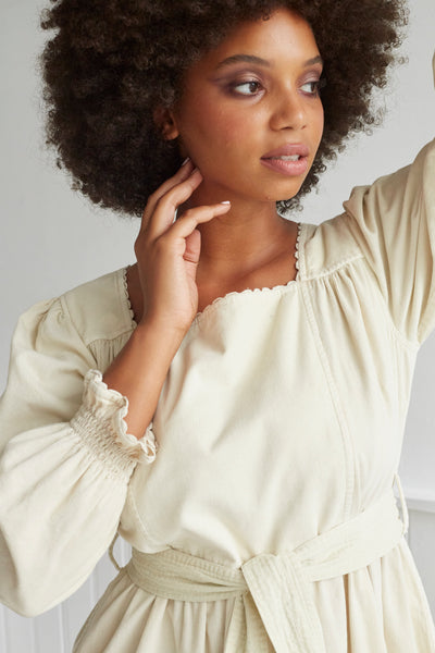 autumn cord dress white