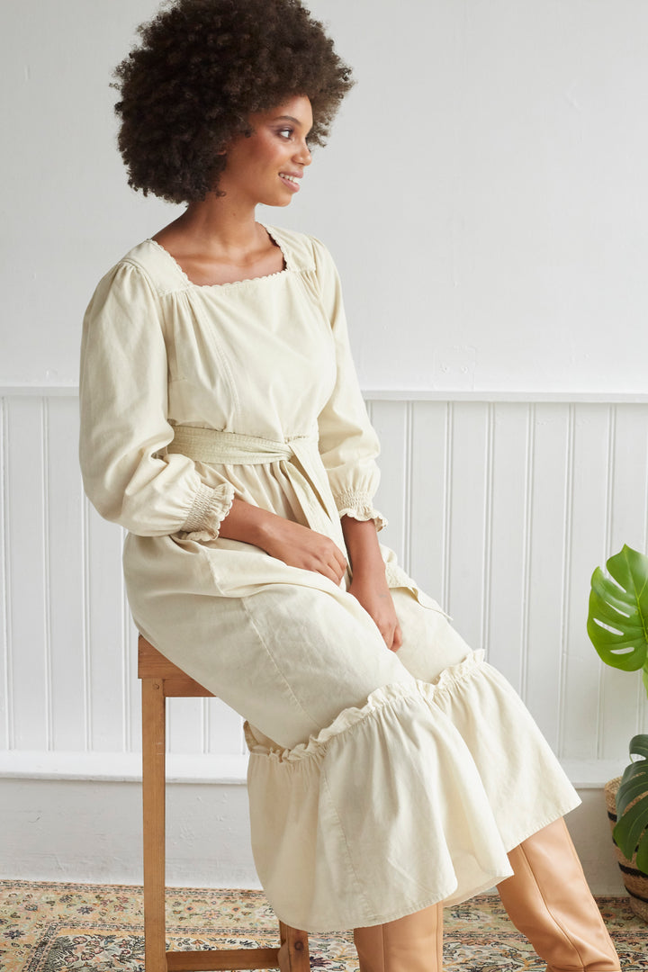 cream cord long dress