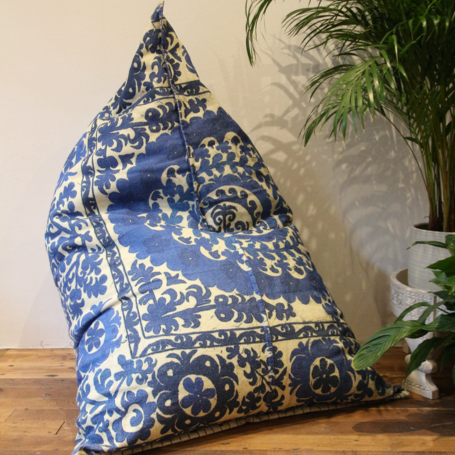 Suzani Print Beanbag in Sapphire