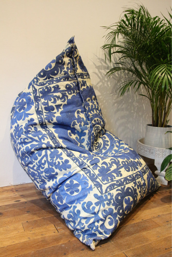 Suzani Print Beanbag in Sapphire