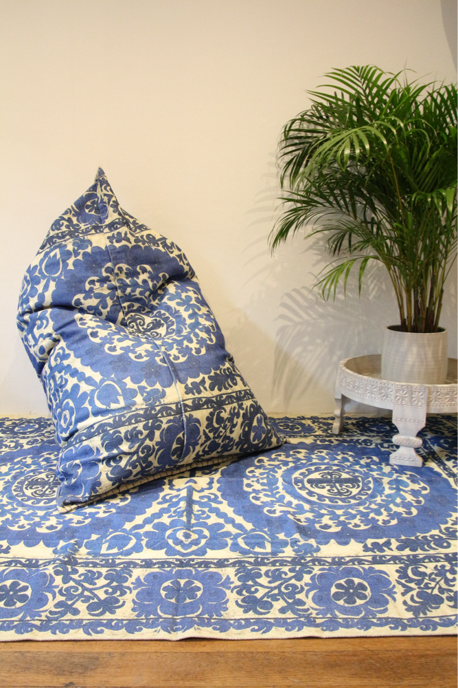 Suzani Print Beanbag in Sapphire
