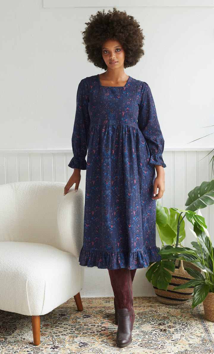 Iris Mini Chintz Cord Dress In Midnight