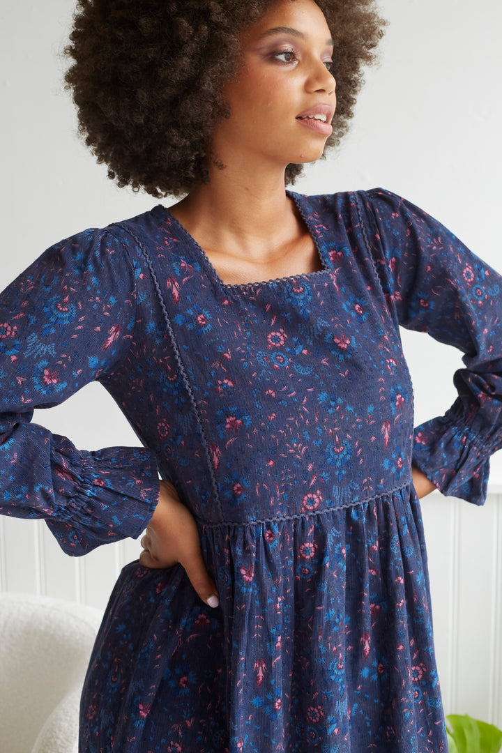 Iris Mini Chintz Cord Dress In Midnight