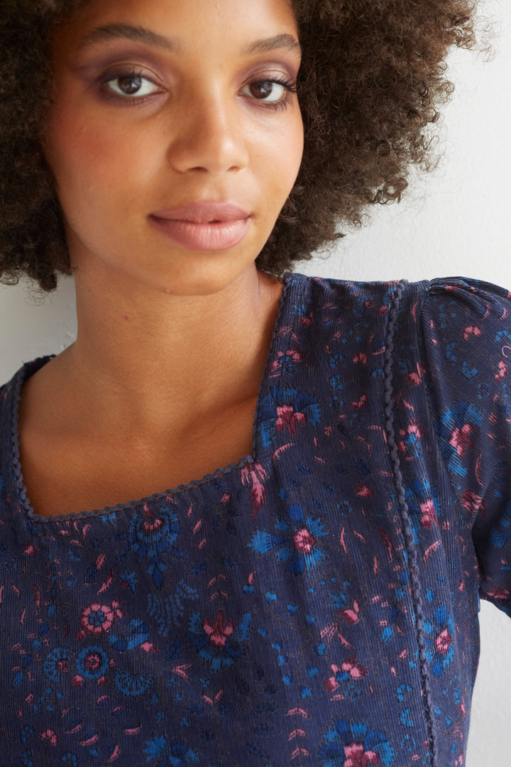 Iris Mini Chintz Cord Dress In Midnight