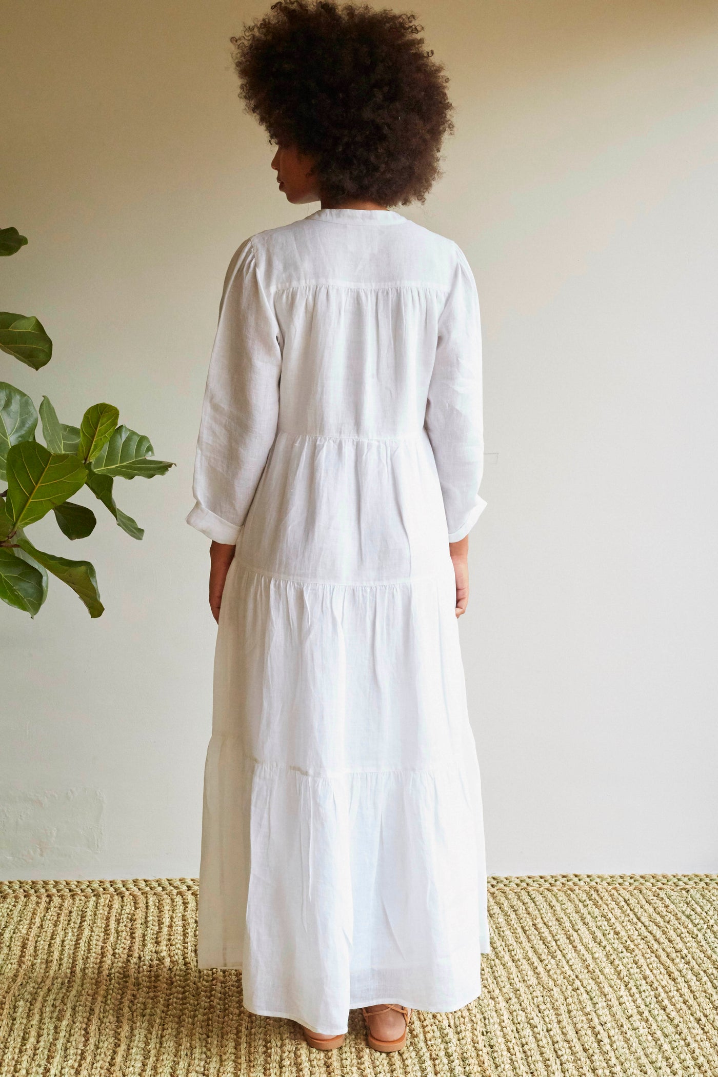 Kate linen maxi dress in white