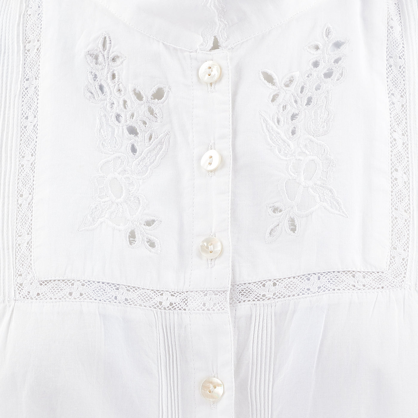 Mila lace insert shirt in white