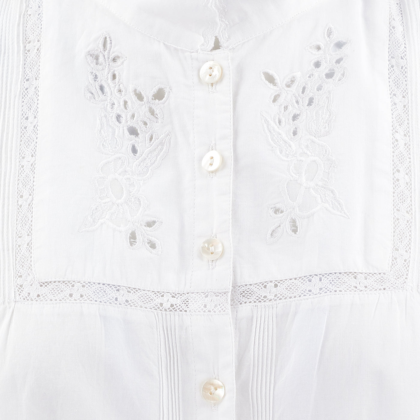 Mila lace insert shirt in white