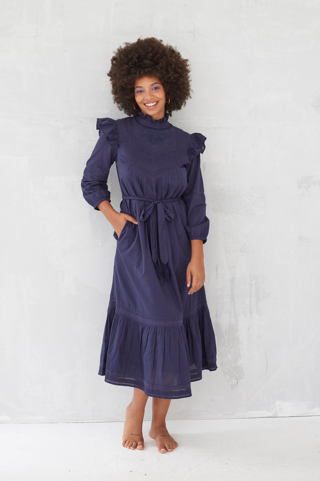 Shalina Embroidered Dress in Midnight