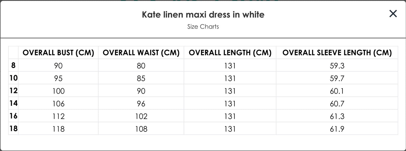 Kate linen maxi dress in white