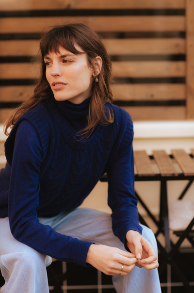 Rocky Pure Cashmere Roll Neck in Celestial Blue