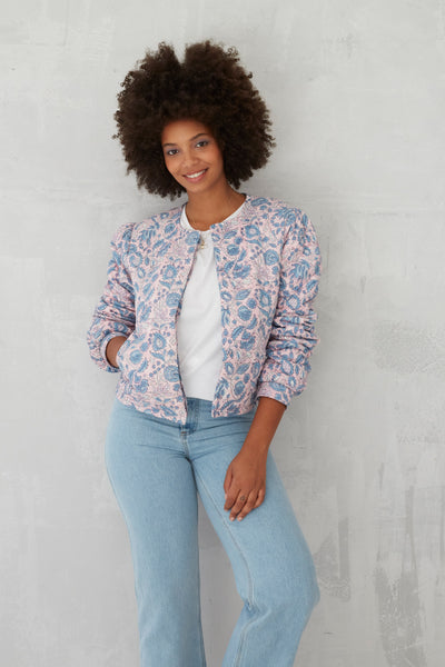 Tara Puff Sleeve Jacket In Orchid