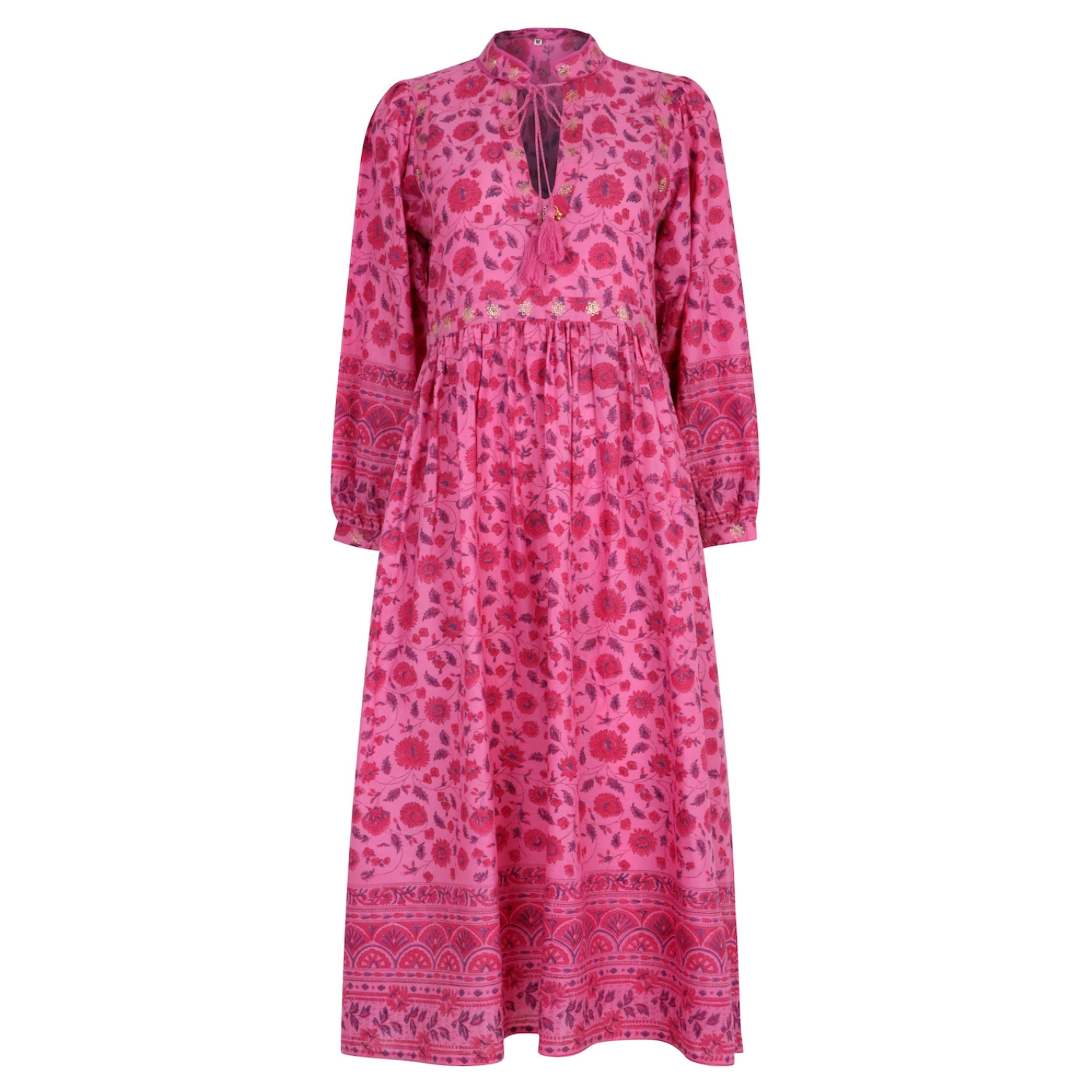 Bianca Midi Dress In Rani Pink | Pink Midi Print Dress | Dilli Grey