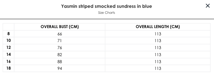 Yasmin striped smocked sun dress in blue