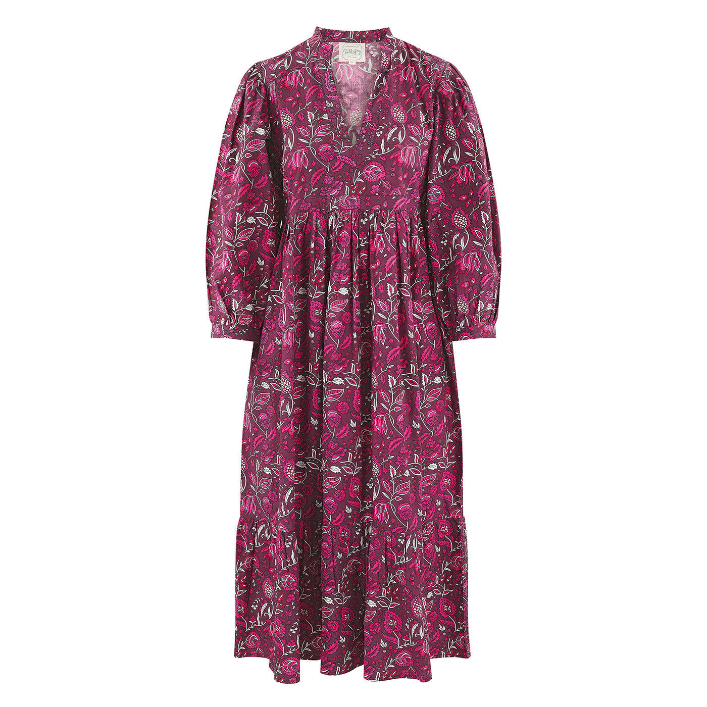 Florence Patta Print Poplin Dress in Cassis