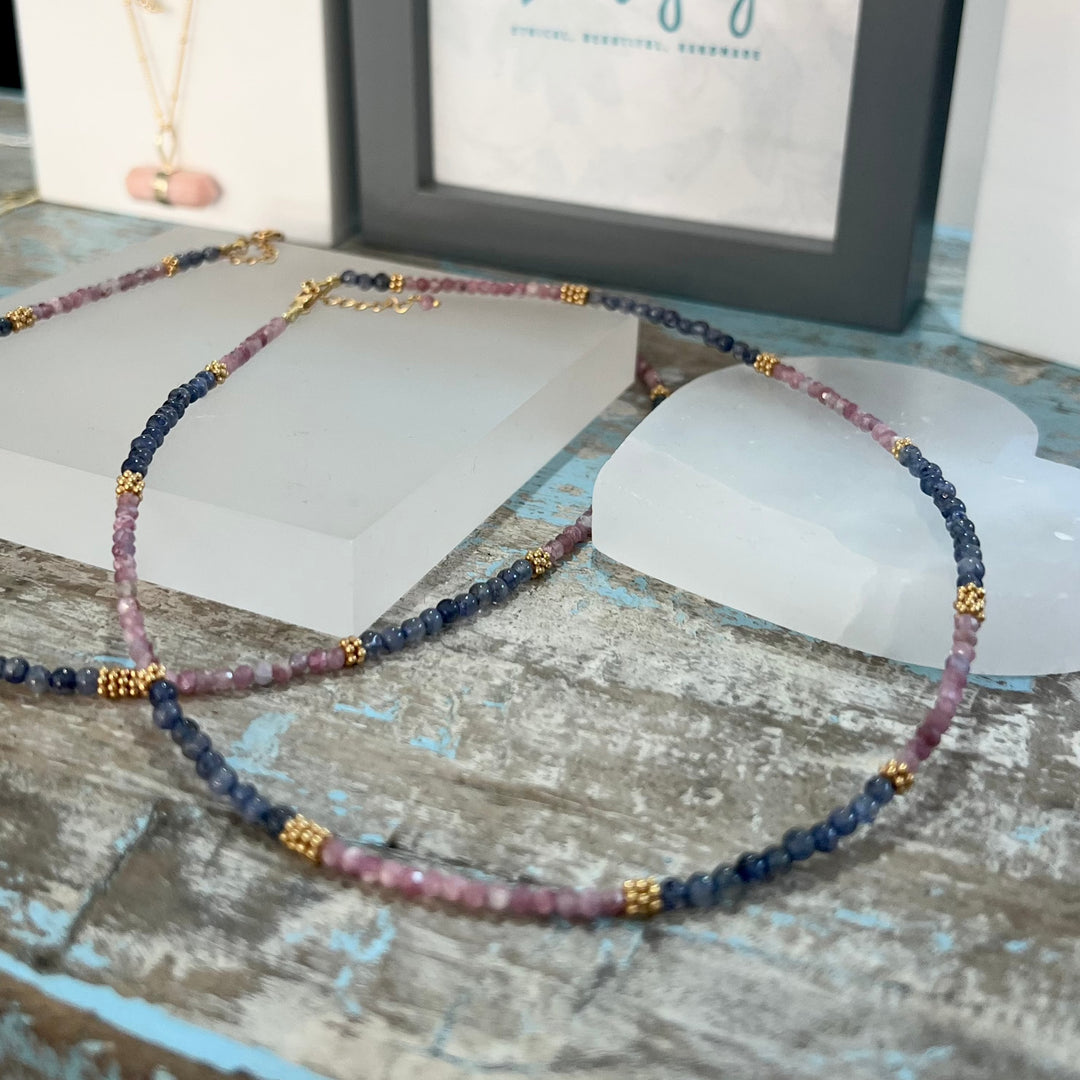 Iolite and Pink Tourmaline Necklace