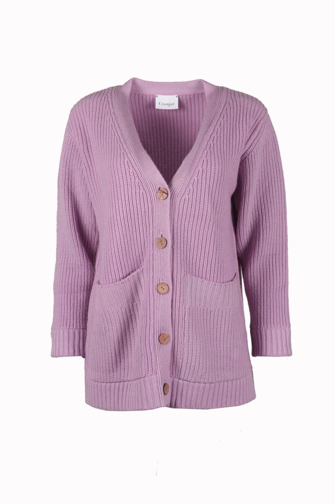 Valerie Cashmere Wool Boyfriend Cardi in Lilac